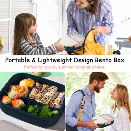 Xuniizn Bento Box Adult Lunch Box, Containers for Adults Men Women, Lunchable Food Container with Utensils, Sauce Jar, Muffin Liners, Microwave & Dishwasher Safe Blue#3.