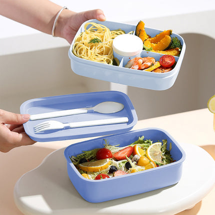 Xuniizn Bento Box Adult Lunch Box, Containers for Adults Men Women, Lunchable Food Container with Utensils, Sauce Jar, Muffin Liners, Microwave & Dishwasher Safe Blue#5.