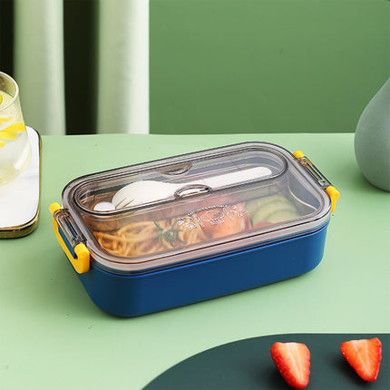 Xuniizn Bento Box Adult Lunch Box, Containers for Adults Men Women, Lunchable Food Container with Utensils, Sauce Jar, Muffin Liners, Microwave & Dishwasher Safe Blue#9.