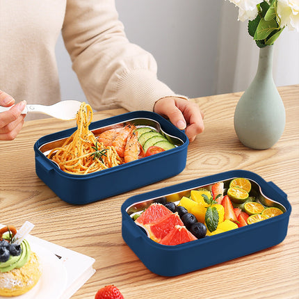 Xuniizn Bento Box Adult Lunch Box, Containers for Adults Men Women, Lunchable Food Container with Utensils, Sauce Jar, Muffin Liners, Microwave & Dishwasher Safe Blue#9.