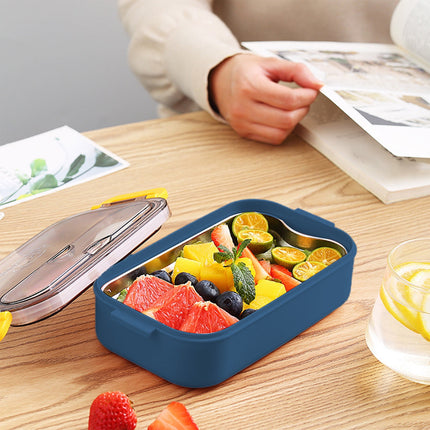 Xuniizn Bento Box Adult Lunch Box, Containers for Adults Men Women, Lunchable Food Container with Utensils, Sauce Jar, Muffin Liners, Microwave & Dishwasher Safe Blue#9.
