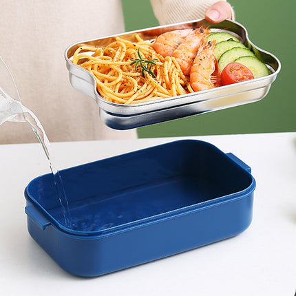 Xuniizn Bento Box Adult Lunch Box, Containers for Adults Men Women, Lunchable Food Container with Utensils, Sauce Jar, Muffin Liners, Microwave & Dishwasher Safe Blue#9.