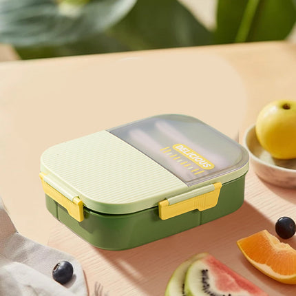 Xuniizn Bento Box Adult Lunch Box, Containers for Adults Men Women, Lunchable Food Container with Utensils, Sauce Jar, Muffin Liners, Microwave & Dishwasher Safe Green#2.