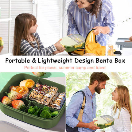 Xuniizn Bento Box Adult Lunch Box, Containers for Adults Men Women, Lunchable Food Container with Utensils, Sauce Jar, Muffin Liners, Microwave & Dishwasher Safe Green#2.