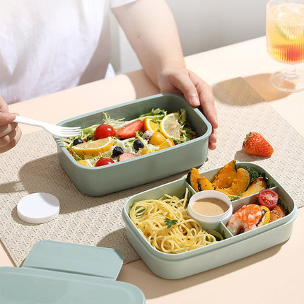 Xuniizn Bento Box Adult Lunch Box, Containers for Adults Men Women, Lunchable Food Container with Utensils, Sauce Jar, Muffin Liners, Microwave & Dishwasher Safe Green#3.