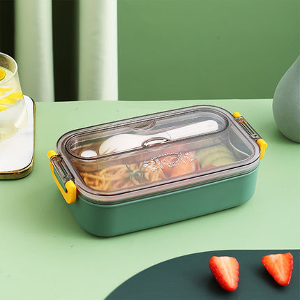 Xuniizn Bento Box Adult Lunch Box, Containers for Adults Men Women, Lunchable Food Container with Utensils, Sauce Jar, Muffin Liners, Microwave & Dishwasher Safe Green#5.