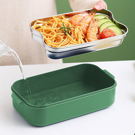 Xuniizn Bento Box Adult Lunch Box, Containers for Adults Men Women, Lunchable Food Container with Utensils, Sauce Jar, Muffin Liners, Microwave & Dishwasher Safe Green#5.