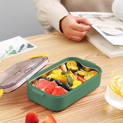 Xuniizn Bento Box Adult Lunch Box, Containers for Adults Men Women, Lunchable Food Container with Utensils, Sauce Jar, Muffin Liners, Microwave & Dishwasher Safe Green#5.