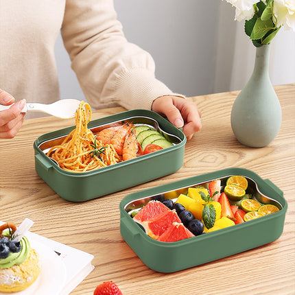 Xuniizn Bento Box Adult Lunch Box, Containers for Adults Men Women, Lunchable Food Container with Utensils, Sauce Jar, Muffin Liners, Microwave & Dishwasher Safe Green#5.