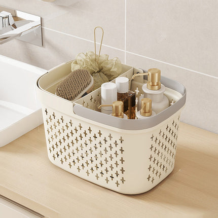 Xuniizn Plastic Shower Caddy Portable Bucket, Cleaning Shower Basket with Handle Compartments Storage Organizer for Bathroom Kitchen College Dorm Sink D.