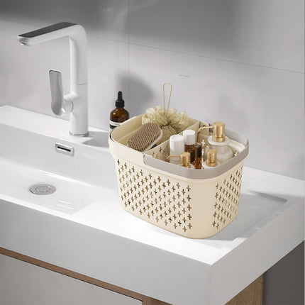 Xuniizn Plastic Shower Caddy Portable Bucket, Cleaning Shower Basket with Handle Compartments Storage Organizer for Bathroom Kitchen College Dorm Sink D.