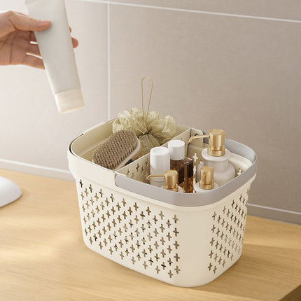 Xuniizn Plastic Shower Caddy Portable Bucket, Cleaning Shower Basket with Handle Compartments Storage Organizer for Bathroom Kitchen College Dorm Sink D.
