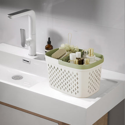 Xuniizn Plastic Shower Caddy Portable Bucket, Cleaning Shower Basket with Handle Compartments Storage Organizer for Bathroom Kitchen College Dorm Sink F.