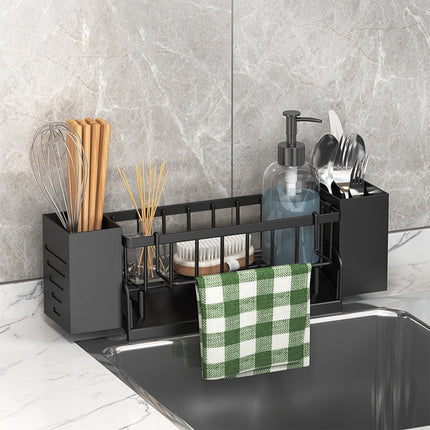Xuniizn Pantry Organizers and Storage - Kitchen Organizers and Storage Rack, Sink Countertop Multifunctional Holder for Rags, Chopsticks, Knives & Forks - Kitchen Organization & Storage Solution Black.