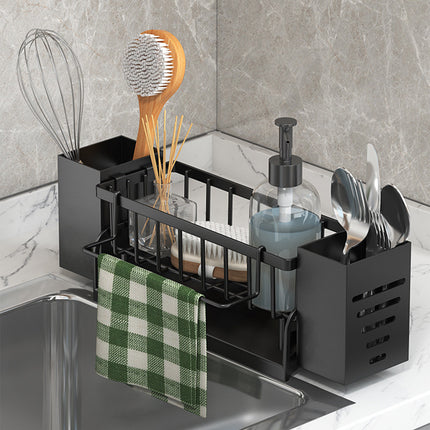 Xuniizn Pantry Organizers and Storage - Kitchen Organizers and Storage Rack, Sink Countertop Multifunctional Holder for Rags, Chopsticks, Knives & Forks - Kitchen Organization & Storage Solution Black.
