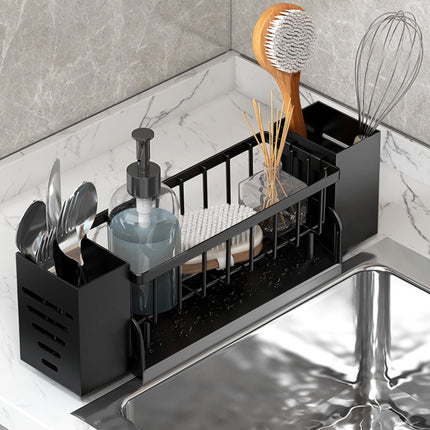 Xuniizn Pantry Organizers and Storage - Kitchen Organizers and Storage Rack, Sink Countertop Multifunctional Holder for Rags, Chopsticks, Knives & Forks - Kitchen Organization & Storage Solution Black.