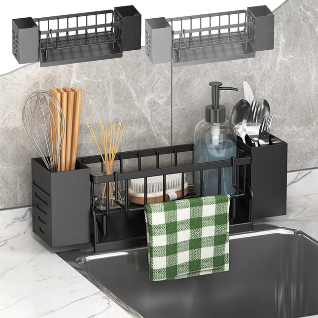Xuniizn Pantry Organizers and Storage - Kitchen Organizers and Storage Rack, Sink Countertop Multifunctional Holder for Rags, Chopsticks, Knives & Forks - Kitchen Organization & Storage Solution Gray.