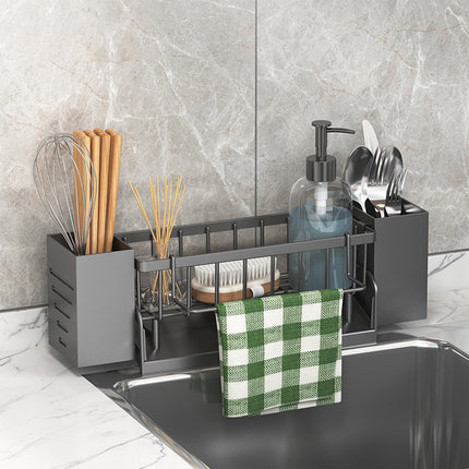 Xuniizn Pantry Organizers and Storage - Kitchen Organizers and Storage Rack, Sink Countertop Multifunctional Holder for Rags, Chopsticks, Knives & Forks - Kitchen Organization & Storage Solution Gray.