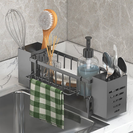 Xuniizn Pantry Organizers and Storage - Kitchen Organizers and Storage Rack, Sink Countertop Multifunctional Holder for Rags, Chopsticks, Knives & Forks - Kitchen Organization & Storage Solution Gray.