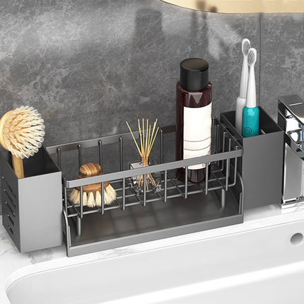 Xuniizn Pantry Organizers and Storage - Kitchen Organizers and Storage Rack, Sink Countertop Multifunctional Holder for Rags, Chopsticks, Knives & Forks - Kitchen Organization & Storage Solution Gray.