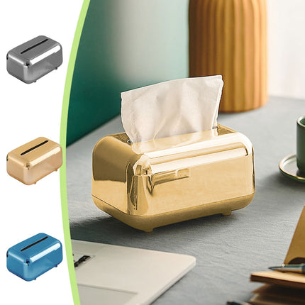 Xuniizn Tissue Box Cover Square 6x4x5" - Acrylic Tissue Box Holder, Elegant Tissue Holder & Napkin Dispenser for Home - Modern Kleenex Box Covers for Office, Restaurant, Gold Gold(6.3x3.94x4.72").