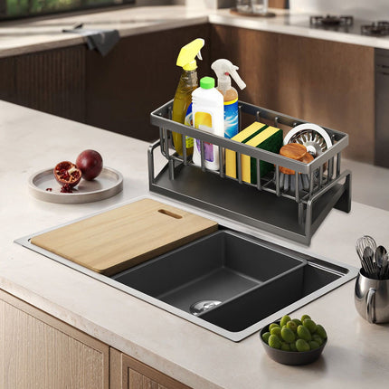 PALIFEUR Sponge Holder for Kitchen Sink, Kitchen Sink Organizer Rustproof 304 Stainless Steel Detachable Dishcloth Rack Sink Caddy, Kitchen Sponge Holder Bathroom Organizer Brush Holder Storage XA_#Gray.