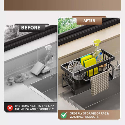 PALIFEUR Sponge Holder for Kitchen Sink, Kitchen Sink Organizer Rustproof 304 Stainless Steel Detachable Dishcloth Rack Sink Caddy, Kitchen Sponge Holder Bathroom Organizer Brush Holder Storage XA_#Gray.