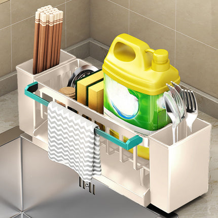 PALIFEUR Sponge Holder for Kitchen Sink, Kitchen Sink Organizer Rustproof 304 Stainless Steel Detachable Dishcloth Rack Sink Caddy, Kitchen Sponge Holder Bathroom Organizer Brush Holder Storage XB_#Beige.