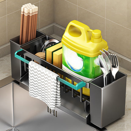 PALIFEUR Sponge Holder for Kitchen Sink, Kitchen Sink Organizer Rustproof 304 Stainless Steel Detachable Dishcloth Rack Sink Caddy, Kitchen Sponge Holder Bathroom Organizer Brush Holder Storage XB_#Gray.