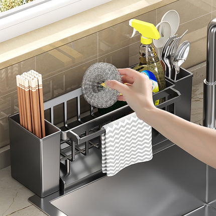 PALIFEUR Sponge Holder for Kitchen Sink, Kitchen Sink Organizer Rustproof 304 Stainless Steel Detachable Dishcloth Rack Sink Caddy, Kitchen Sponge Holder Bathroom Organizer Brush Holder Storage XB_#Gray.