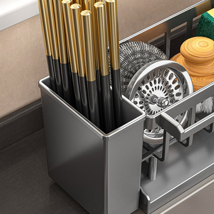 PALIFEUR Sponge Holder for Kitchen Sink, Kitchen Sink Organizer Rustproof 304 Stainless Steel Detachable Dishcloth Rack Sink Caddy, Kitchen Sponge Holder Bathroom Organizer Brush Holder Storage XB_#Gray.