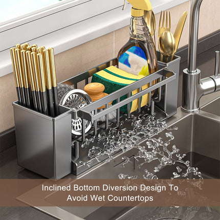 PALIFEUR Sponge Holder for Kitchen Sink, Kitchen Sink Organizer Rustproof 304 Stainless Steel Detachable Dishcloth Rack Sink Caddy, Kitchen Sponge Holder Bathroom Organizer Brush Holder Storage XB_#Gray.