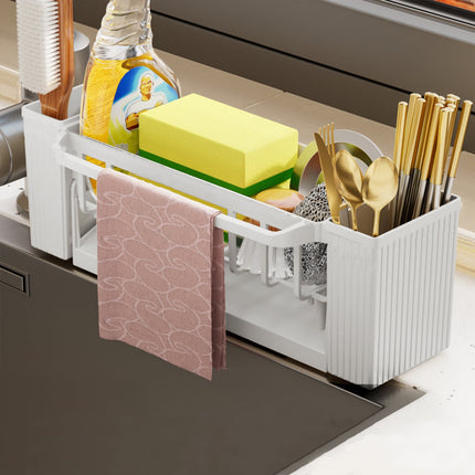 PALIFEUR Sponge Holder for Kitchen Sink, Kitchen Sink Organizer Rustproof 304 Stainless Steel Detachable Dishcloth Rack Sink Caddy, Kitchen Sponge Holder Bathroom Organizer Brush Holder Storage XC_#Beige.