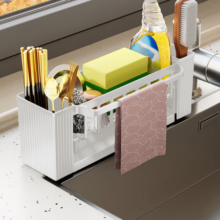 PALIFEUR Sponge Holder for Kitchen Sink, Kitchen Sink Organizer Rustproof 304 Stainless Steel Detachable Dishcloth Rack Sink Caddy, Kitchen Sponge Holder Bathroom Organizer Brush Holder Storage XC_#Beige.