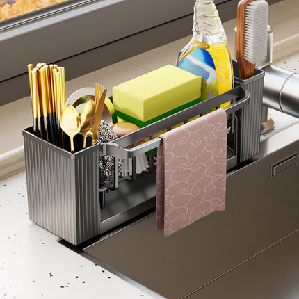 PALIFEUR Sponge Holder for Kitchen Sink, Kitchen Sink Organizer Rustproof 304 Stainless Steel Detachable Dishcloth Rack Sink Caddy, Kitchen Sponge Holder Bathroom Organizer Brush Holder Storage XC_#Gray.