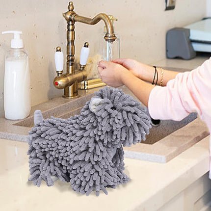 PALIFEUR Hangable Towels Cute Dog Hand Towels, Highly Absorbent Kitchen Towels Soft Thicker Hand Towels for Bathroom Funny Cartoon Gifts for Women Kitchen Bathroom Decor, Blue Gray.