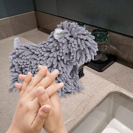 PALIFEUR Hangable Towels Cute Dog Hand Towels, Highly Absorbent Kitchen Towels Soft Thicker Hand Towels for Bathroom Funny Cartoon Gifts for Women Kitchen Bathroom Decor, Blue Gray.
