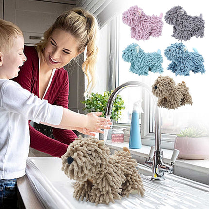 PALIFEUR Hangable Towels Cute Dog Hand Towels, Highly Absorbent Kitchen Towels Soft Thicker Hand Towels for Bathroom Funny Cartoon Gifts for Women Kitchen Bathroom Decor, Blue Green.
