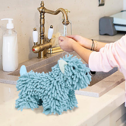 PALIFEUR Hangable Towels Cute Dog Hand Towels, Highly Absorbent Kitchen Towels Soft Thicker Hand Towels for Bathroom Funny Cartoon Gifts for Women Kitchen Bathroom Decor, Blue Green.