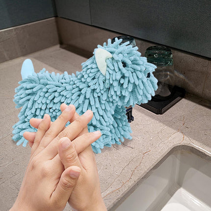 PALIFEUR Hangable Towels Cute Dog Hand Towels, Highly Absorbent Kitchen Towels Soft Thicker Hand Towels for Bathroom Funny Cartoon Gifts for Women Kitchen Bathroom Decor, Blue Green.
