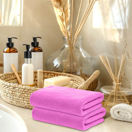 PALIFEUR Microfiber Towel 29.5x13.8", 2 PACK Soft Lightweight Bath Towels Quick-Drying Towels Highly Absorbent Wash Cloths, Towels for Bathroom, Body, Gym, Shower, Hotel(White) A_#Hot Pink【2pcs】.