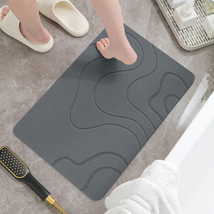 PALIFEUR Stone Bath Mat, 16x24" Quick Drying Diatomaceous Earth Bath Mat Super Absorbent Non Slip Stone Bath Mats Washable Rug for Bathroom Floor Kitchen Shower Dark Gray.