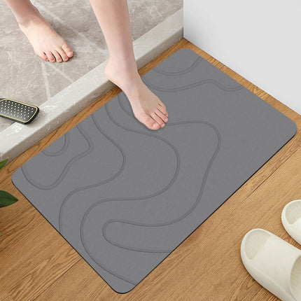 PALIFEUR Stone Bath Mat, 16x24" Quick Drying Diatomaceous Earth Bath Mat Super Absorbent Non Slip Stone Bath Mats Washable Rug for Bathroom Floor Kitchen Shower, Dark Gray.