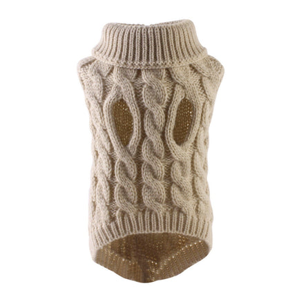 Xuniizn Dog Sweater for Small Medium Dogs, Warm Comfortable Winter Pet Clothes, Cute Knitted Sleeveless Pet Sweaters for Puppies, Cats, Dog Apparel & Accessories L Khaki.
