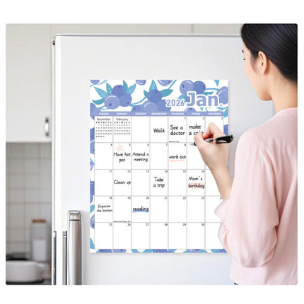 Tyidzon Magnetic Calendar for Refrigerator 2026-2027, 12x10" 18 Month Runs Monthly Fridge Calendar Magnet from Jan 2026 to Jun 2027 for Home School Office Blueberry.