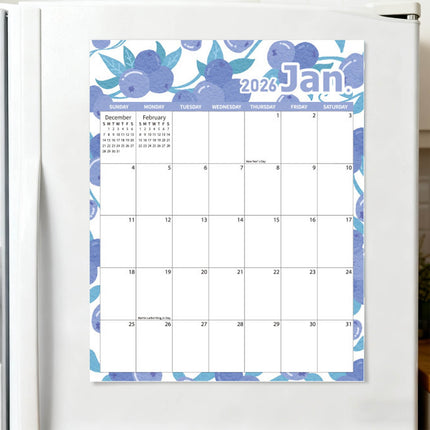 Tyidzon Magnetic Calendar for Refrigerator 2026-2027, 12x10" 18 Month Runs Monthly Fridge Calendar Magnet from Jan 2026 to Jun 2027 for Home School Office Blueberry.