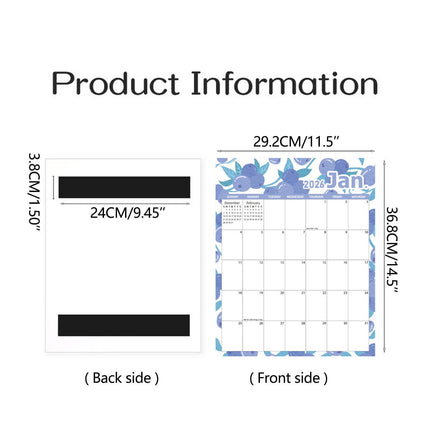 Tyidzon Magnetic Calendar for Refrigerator 2026-2027, 12x10" 18 Month Runs Monthly Fridge Calendar Magnet from Jan 2026 to Jun 2027 for Home School Office Blueberry.
