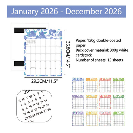 Tyidzon Magnetic Calendar for Refrigerator 2026-2027, 12x10" 18 Month Runs Monthly Fridge Calendar Magnet from Jan 2026 to Jun 2027 for Home School Office Blueberry.