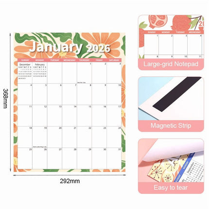Tyidzon Magnetic Calendar for Refrigerator 2026-2027, 12x10" 18 Month Runs Monthly Fridge Calendar Magnet from Jan 2026 to Jun 2027 for Home School Office Flower.