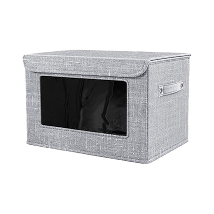 Wzzjkit Clothes Storage Bins, Foldable Storage Bin for Clothes, Clothing Storage Bins with Lid, Linen Storage Box with Clear Window＆ Zippers＆ Sturdy Handles L.